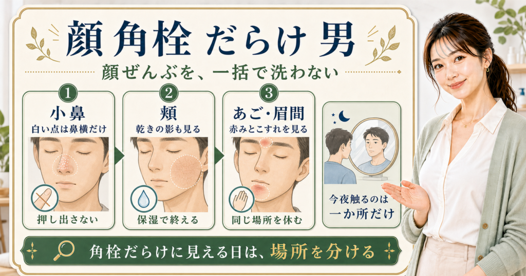 顔が角栓だらけに見える男の毛穴ケア｜取っても戻る理由