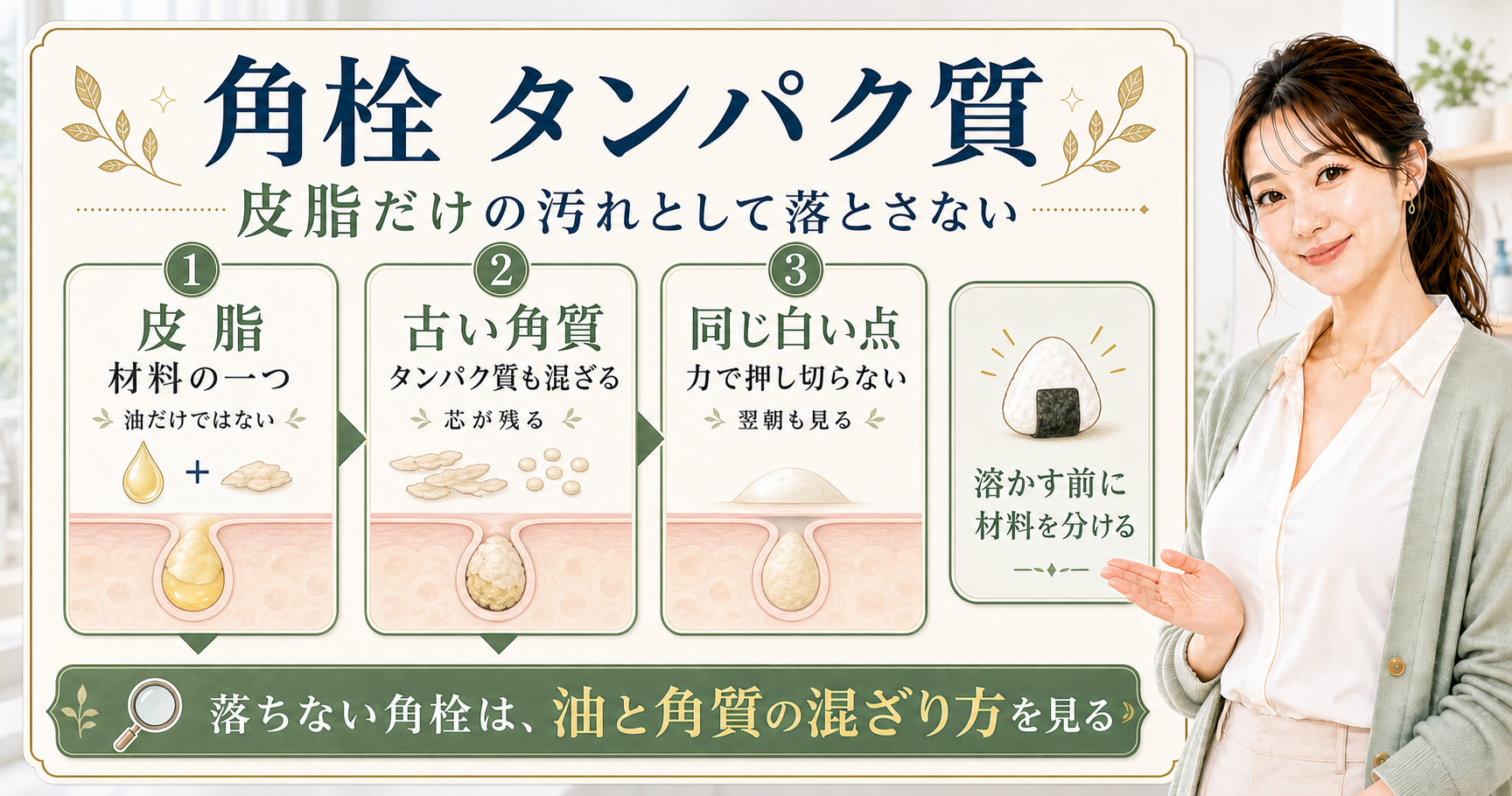 角栓 タンパク質で見る｜皮脂だけで取れない理由