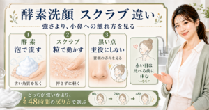 酵素洗顔とスクラブの違いは？いちご鼻で効かない時の見方