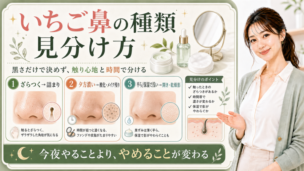いちご鼻の種類はどう見分ける？詰まり・開き・乾燥影の違い