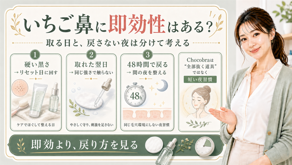Chocobraのスペシャル毛穴ケア｜即効より戻り方