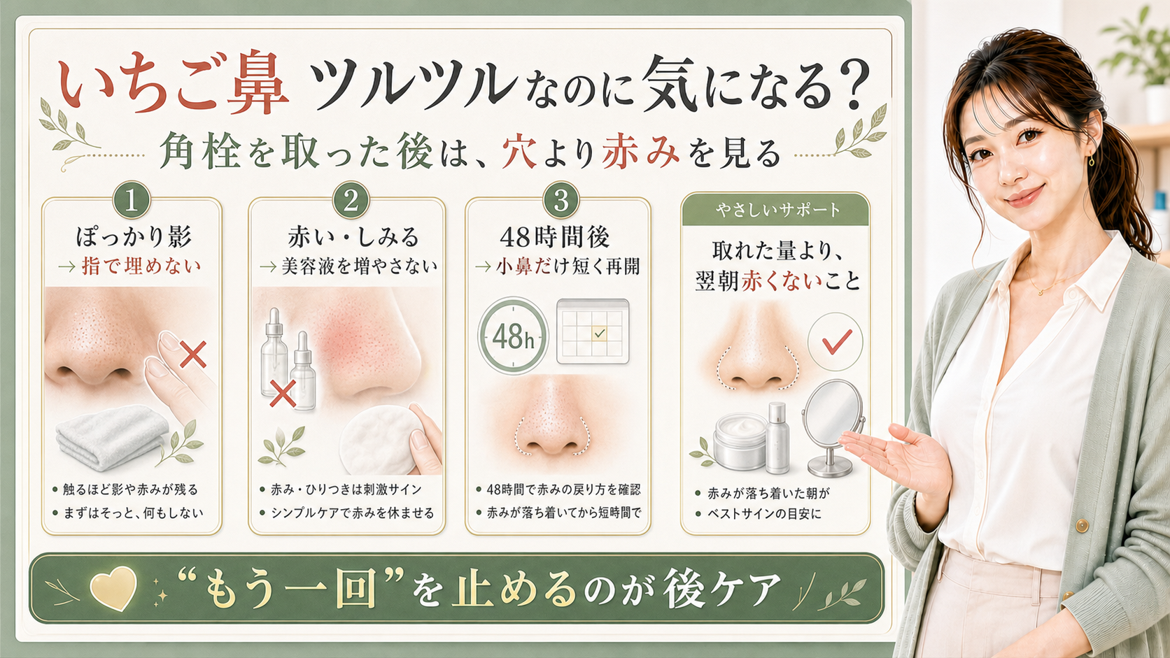 角栓を取った後のケアは何をする?赤み・保湿・48時間の見方