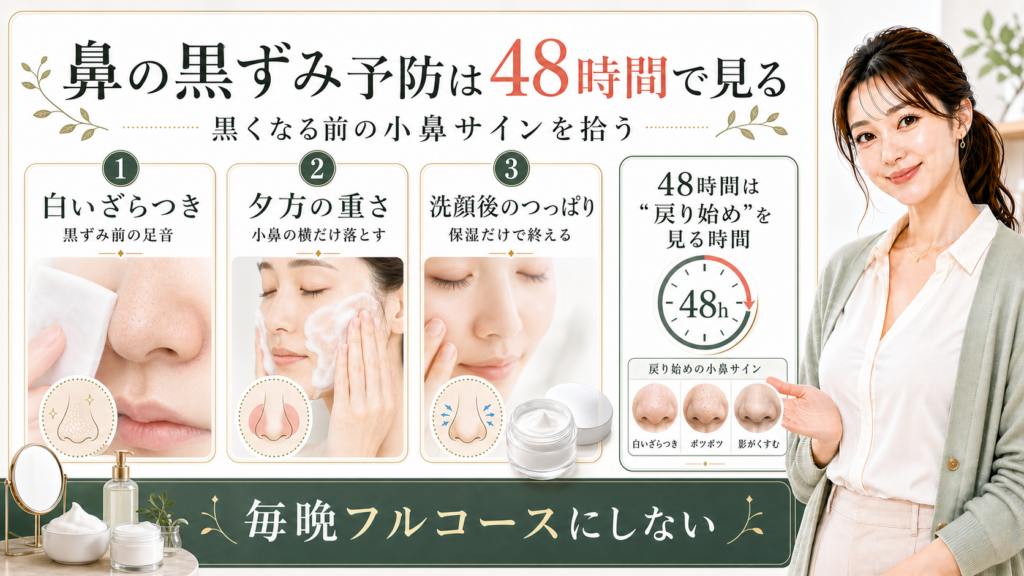 鼻の黒ずみ予防は48時間で見る｜戻る前の夜ケア