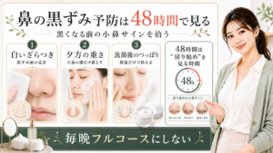 鼻の黒ずみ予防は48時間で見る｜戻る前の夜ケア