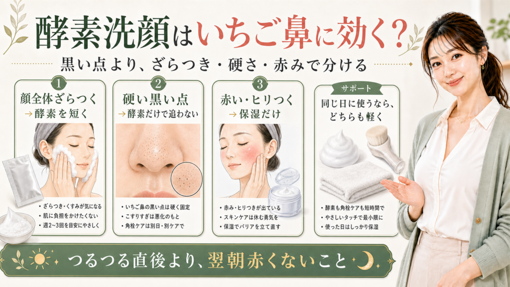 酵素洗顔の効果はいちご鼻にある？毛穴マッサージとの使い分け