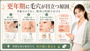 更年期に毛穴が目立つ日は原因を場所で分ける