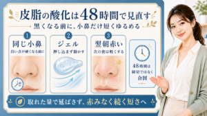 皮脂の酸化を48時間で見直す小鼻ケア解説ボード