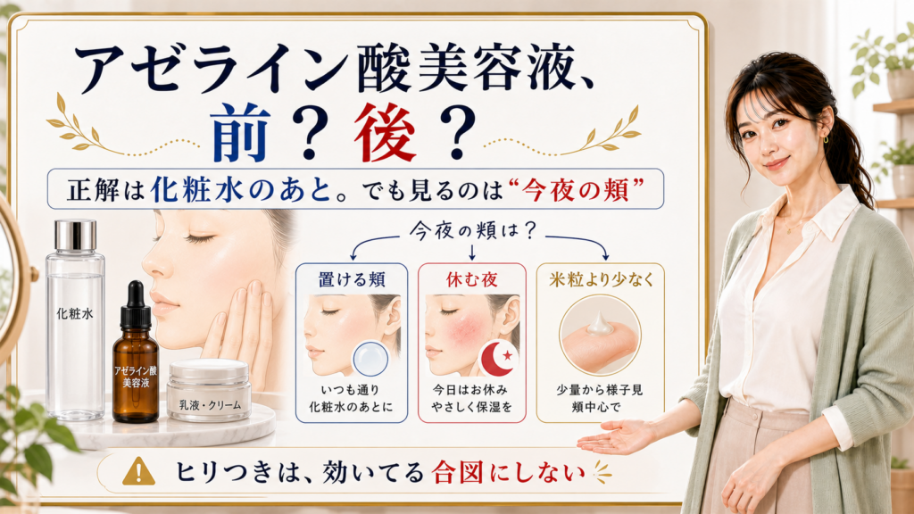 アゼライン酸美容液は化粧水の前か後かを今夜の頬の状態別に整理したアイキャッチ