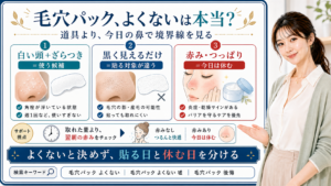 毛穴パックがよくないかを白い角栓・黒い影・赤みで見分ける図解