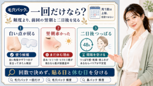 毛穴パック一回だけや頻度を翌朝の赤みと二日後のつっぱりで見分ける図解