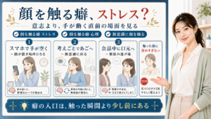 顔を触る癖とストレス心理をスマホ・考えごと・会話中の場面で見分ける図解