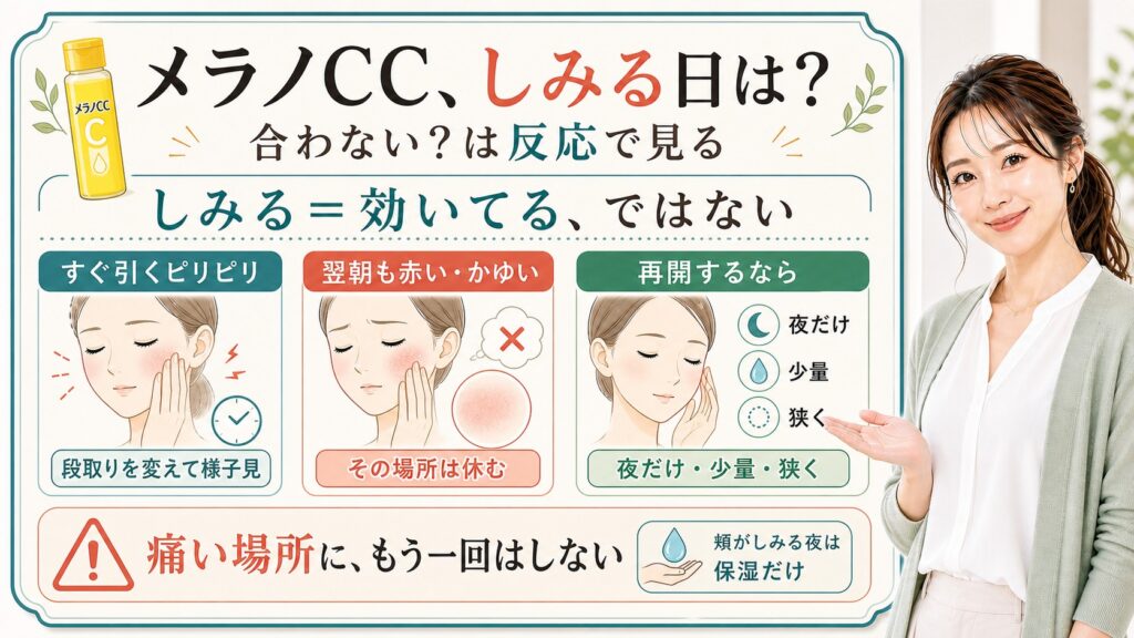 メラノCCでしみる日や赤くなる日の使い方と休み方を整理した解説