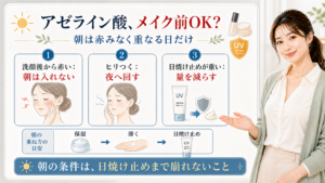 アゼライン酸をメイク前に使う条件を赤みと日焼け止めで見るアイキャッチ