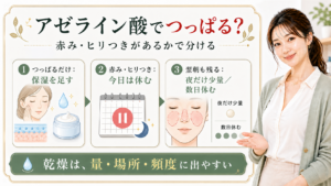 アゼライン酸でつっぱる時に赤みヒリつきの有無で分けるアイキャッチ
