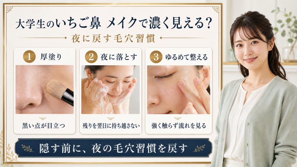 大学生のいちご鼻、メイクで隠すほど濃くなる？──夜に戻す毛穴習慣 Beauty Board
