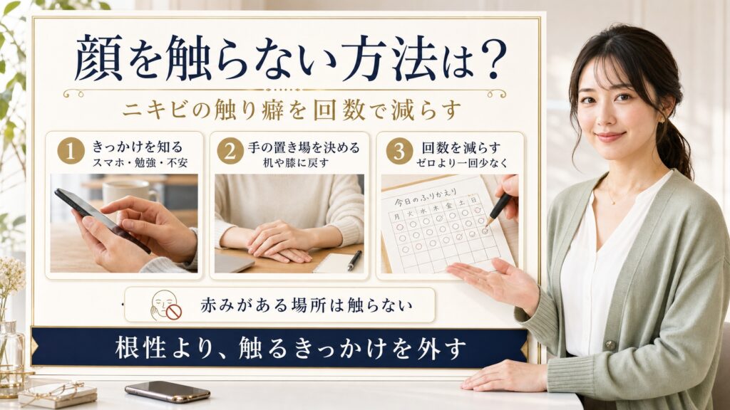 顔を触らないようにする方法は？──ニキビの触り癖を”回数”で減らす Beauty Board