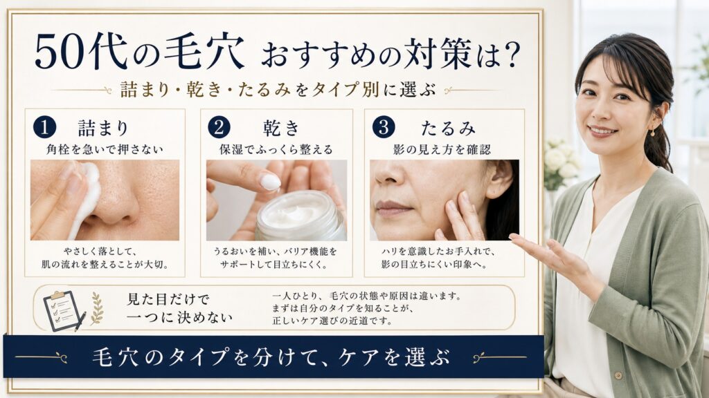 50代の毛穴、おすすめの対策は？──タイプ別に選ぶ、詰まり・乾き・たるみ Beauty Board