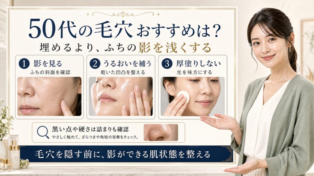 【50代の毛穴】おすすめは埋めることでなく──ふちの斜面が落とす影を浅くする方法 Beauty Board