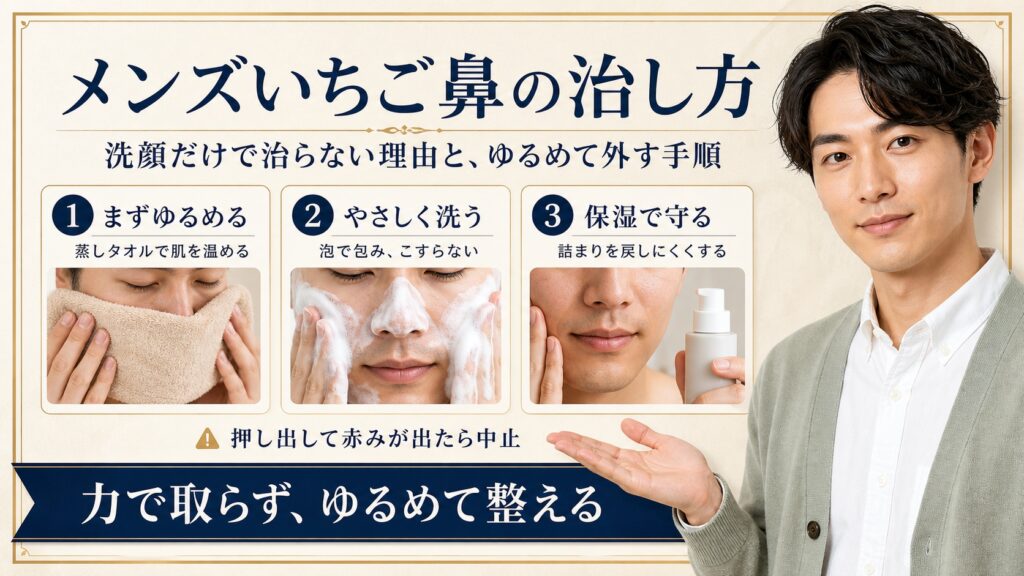 【メンズいちご鼻の治し方】洗顔だけで治らない理由とゆるめて外す改善手順 Beauty Board