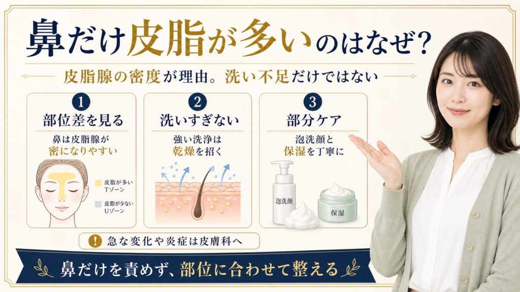 【鼻だけ皮脂が多いのはなぜ？】皮脂腺の密度が原因、洗い不足ではない Beauty Board