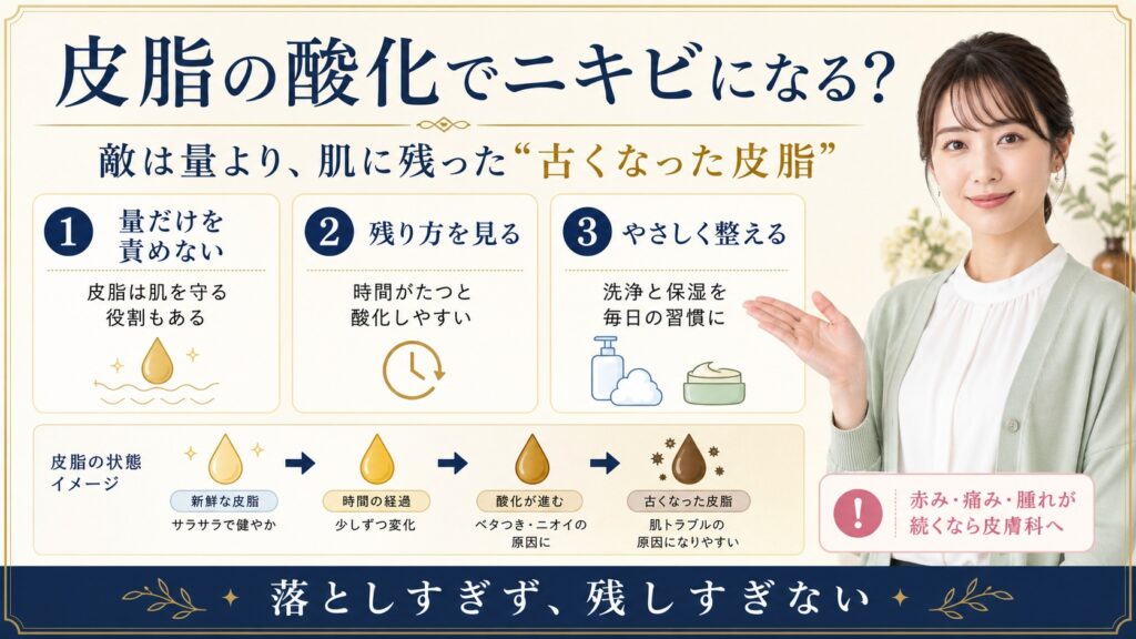 【皮脂の酸化でニキビになる？】敵は”量”でも油そのものでもない──台所の油と同じ、悪いのは”古くなった皮脂” Beauty Board