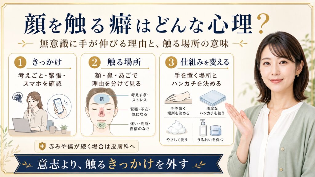 顔を触る癖はどんな心理？無意識に手が伸びる理由と触る場所の意味 Beauty Board