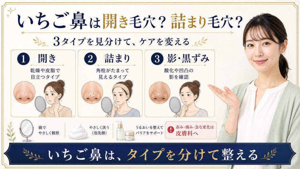 【いちご鼻は開き毛穴？詰まり毛穴？】3タイプの見分け方 Beauty Board