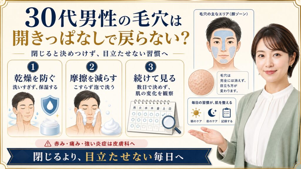 【30代男性の毛穴は開きっぱなしで戻らない？】開いた毛穴を目立たせない習慣 Beauty Board