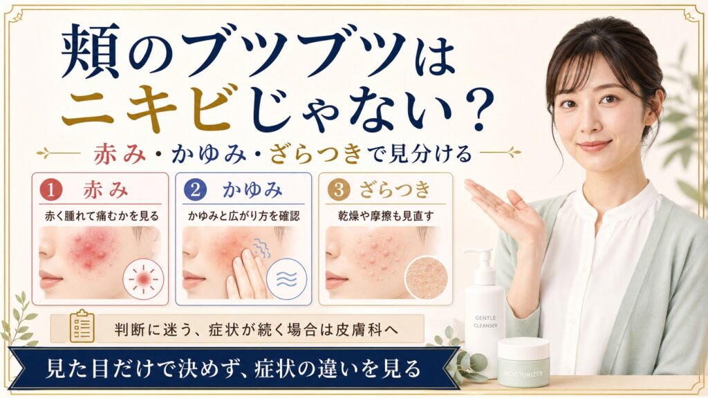 【頬のブツブツはニキビじゃない？】赤み・かゆみ・ざらつきで見分ける方法 Beauty Board