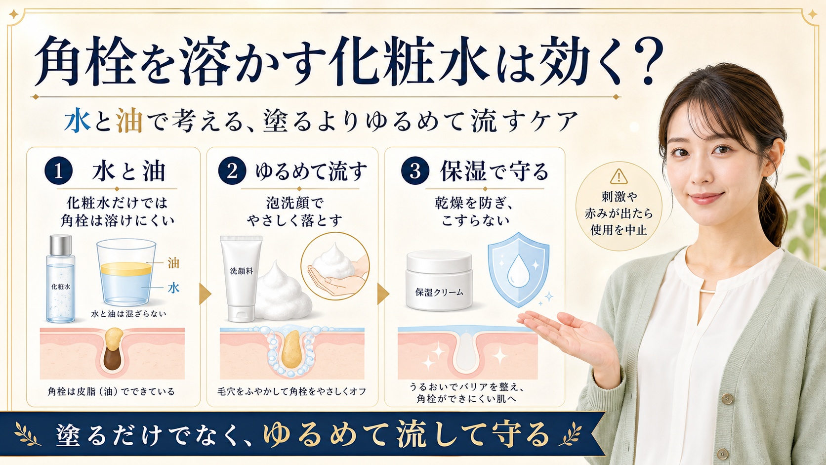 【角栓を溶かす化粧水は効く？】溶けない理由は水と油──塗るより、ゆるめて流すケア Beauty Board
