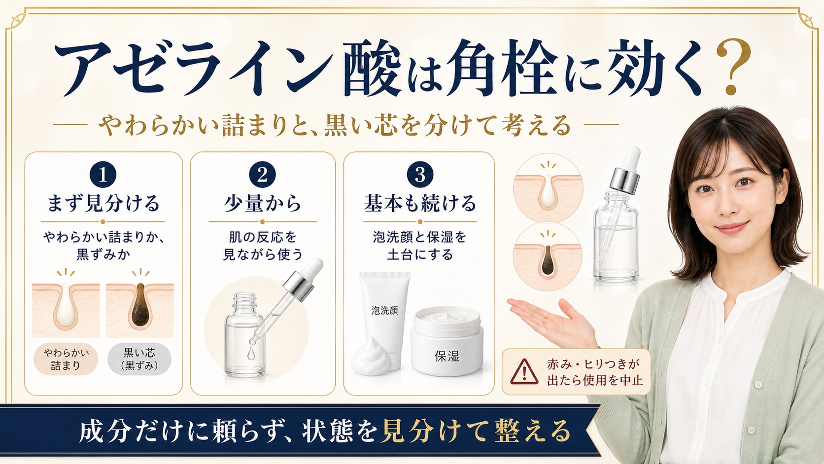 アゼライン酸は角栓に効く?やわらかい詰まりと黒い芯での違い Beauty Board