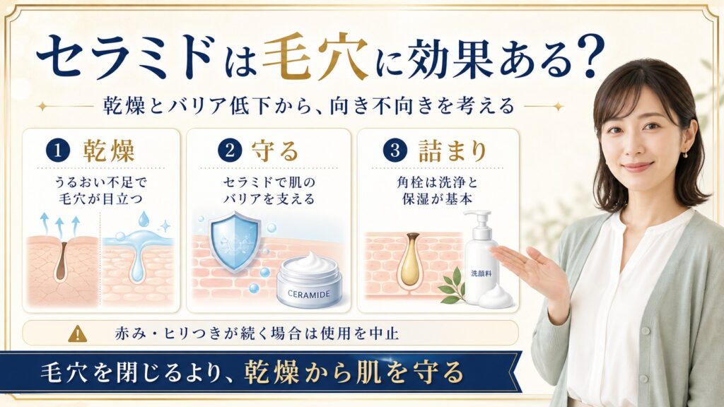 セラミドは毛穴に効果ある？乾燥・バリア低下で見る向き不向き Beauty Board
