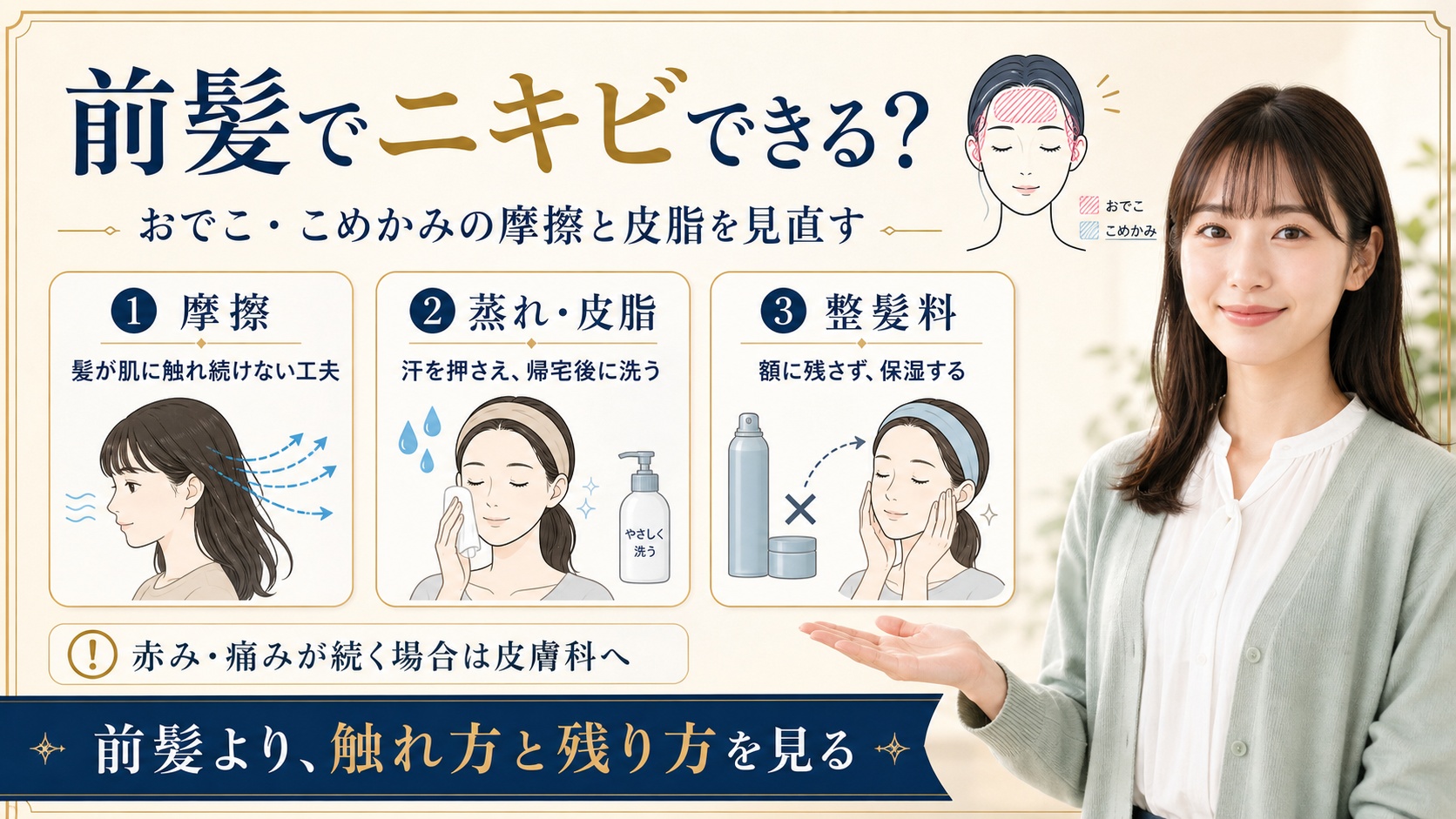 前髪でニキビできる？おでこ・こめかみの摩擦と皮脂の見直し方 Beauty Board
