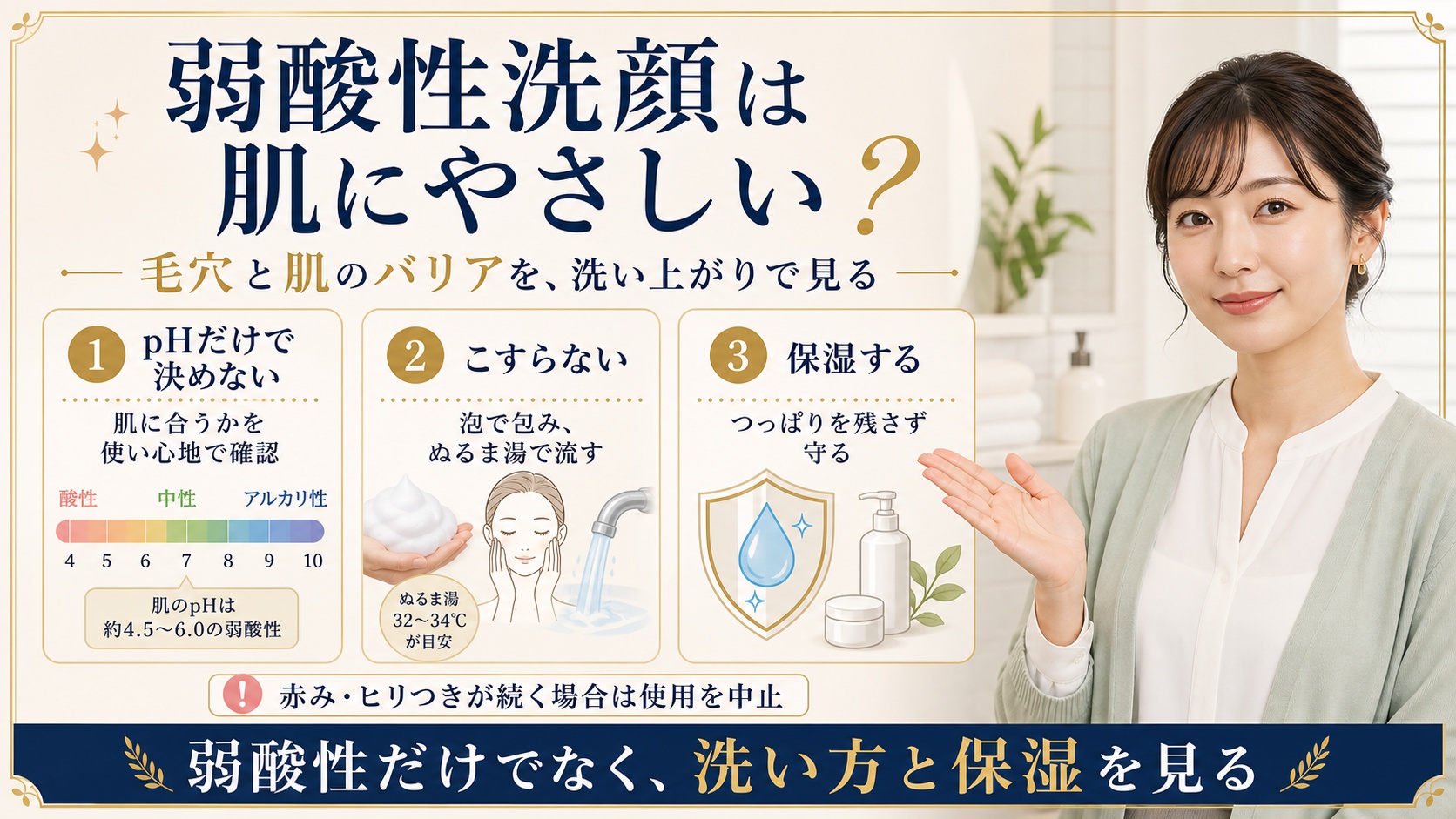 弱酸性洗顔は肌にやさしい？毛穴とバリアの見方 Beauty Board