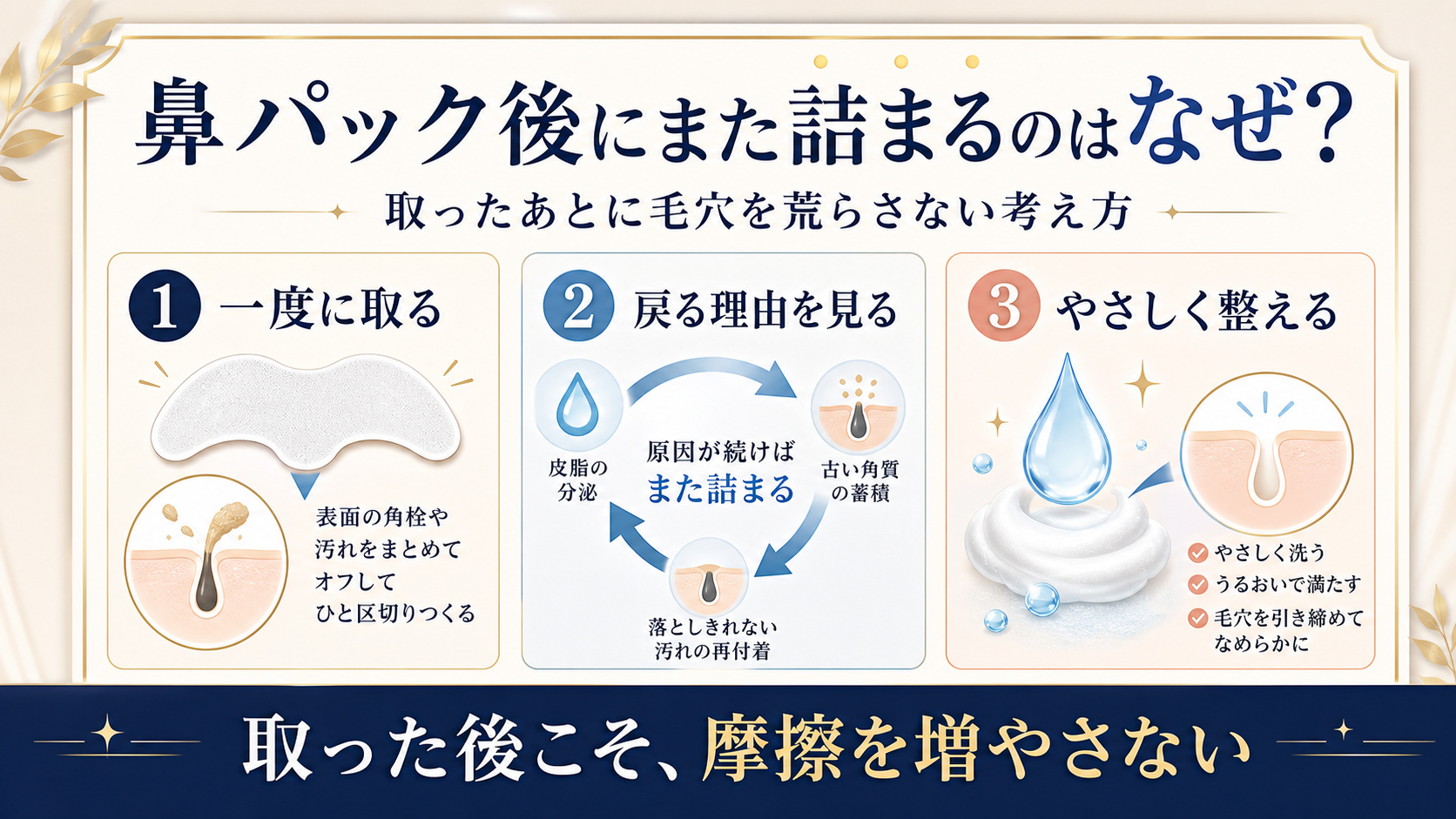 鼻パック後に再び詰まる理由と摩擦を増やさない毛穴ケアを示すアイキャッチ
