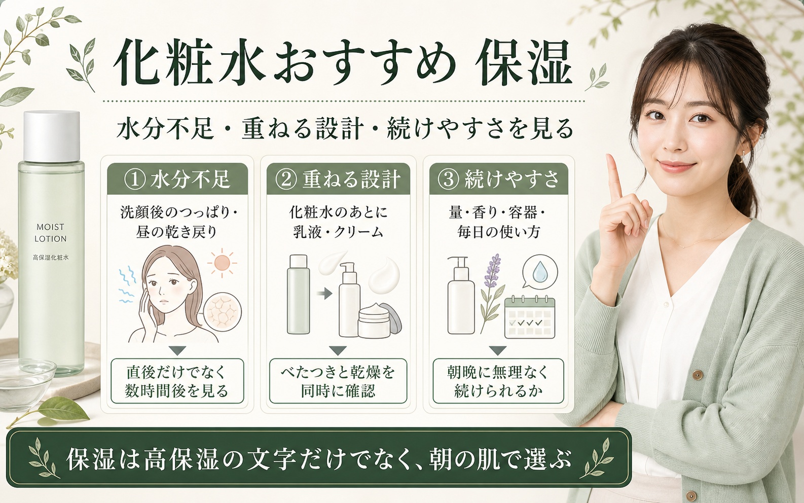 保湿の化粧水おすすめは?乾く場所と時間で選ぶ