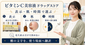 ドラッグストアのビタミンC美容液を表示・肌状態・朝夜で選ぶbeauty board