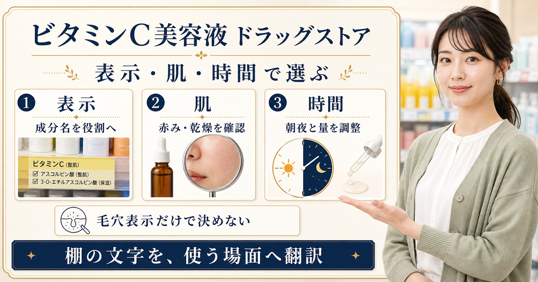 ドラッグストアのビタミンC美容液を表示・肌状態・朝夜で選ぶbeauty board