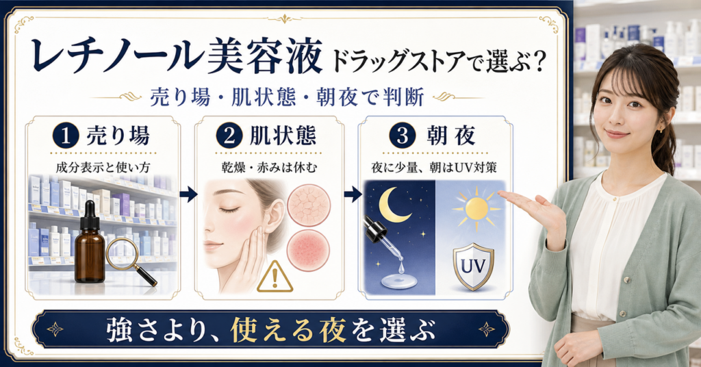 ドラッグストアのレチノール美容液を売り場・肌状態・朝夜で選ぶbeauty board