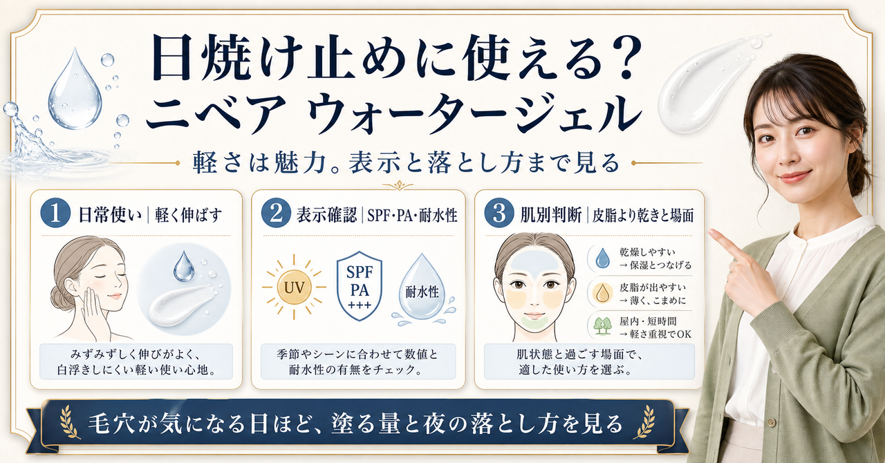 ニベアUVウォータージェルを版・汗・乾燥・落とし方で選ぶbeauty board