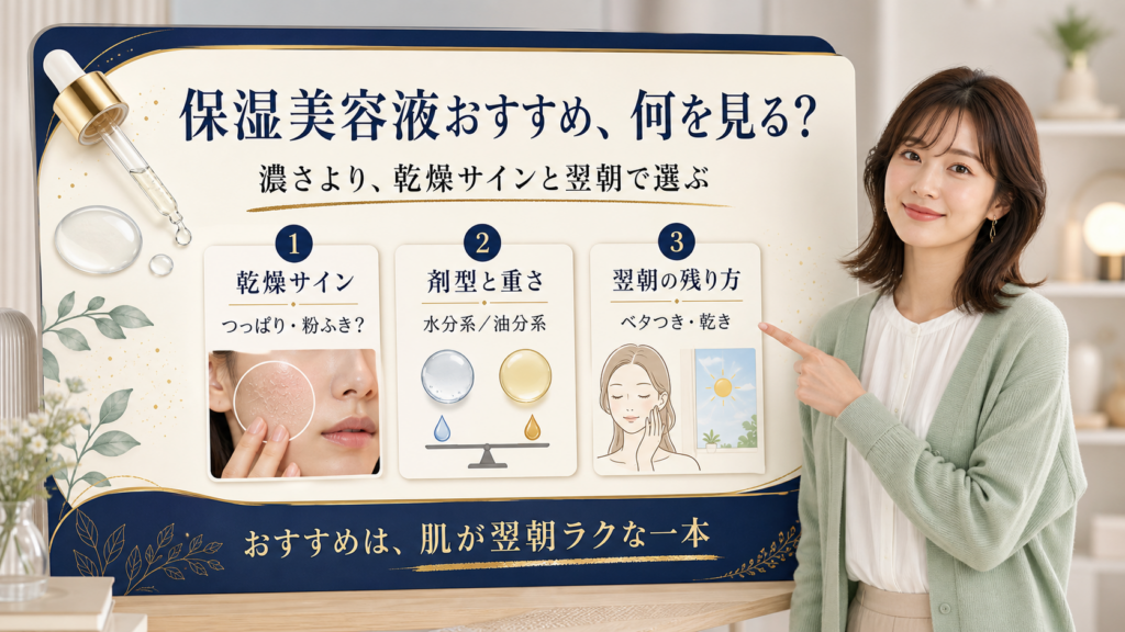 保湿美容液を乾燥の出方と重ね方で選ぶ美容ボード