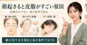 朝の皮脂を部位と夜の条件で見る美容ボード