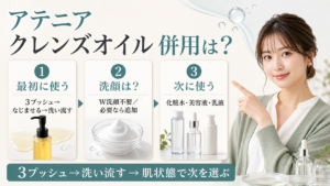 アテニア スキンクリア クレンズ オイルの併用順を示すビューティーボード