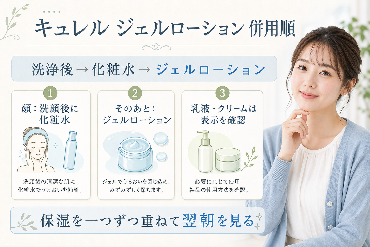 キュレル ジェルローションの併用順を示すビューティーボード