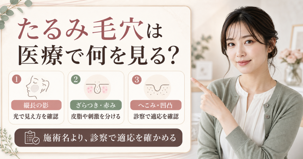 たるみ毛穴を医療で相談するときに縦長の影やざらつき、へこみを見分ける3つのポイント
