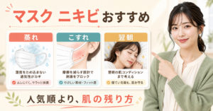 マスクによるニキビを蒸れ・こすれ・翌朝の戻り方から選ぶ解説画像