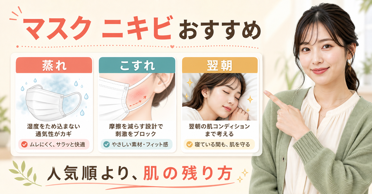 マスクによるニキビを蒸れ・こすれ・翌朝の戻り方から選ぶ解説画像