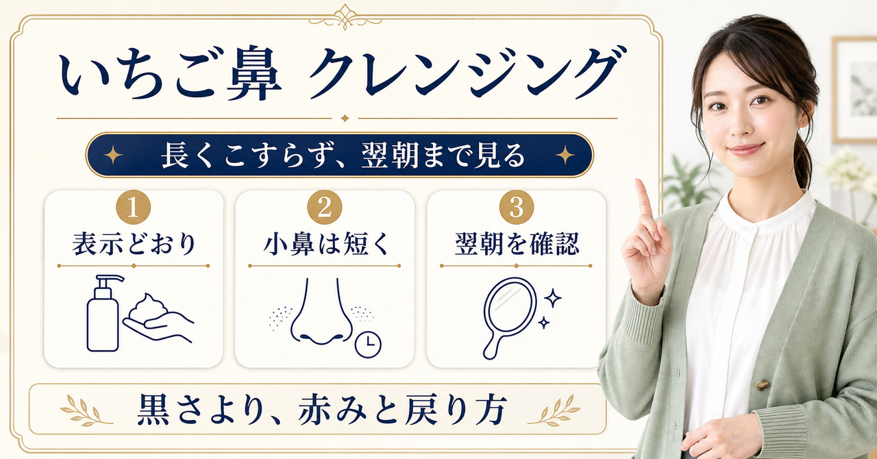 いちご鼻のクレンジングで小鼻をこすらず表示条件と翌朝の肌状態を見る3つのポイント