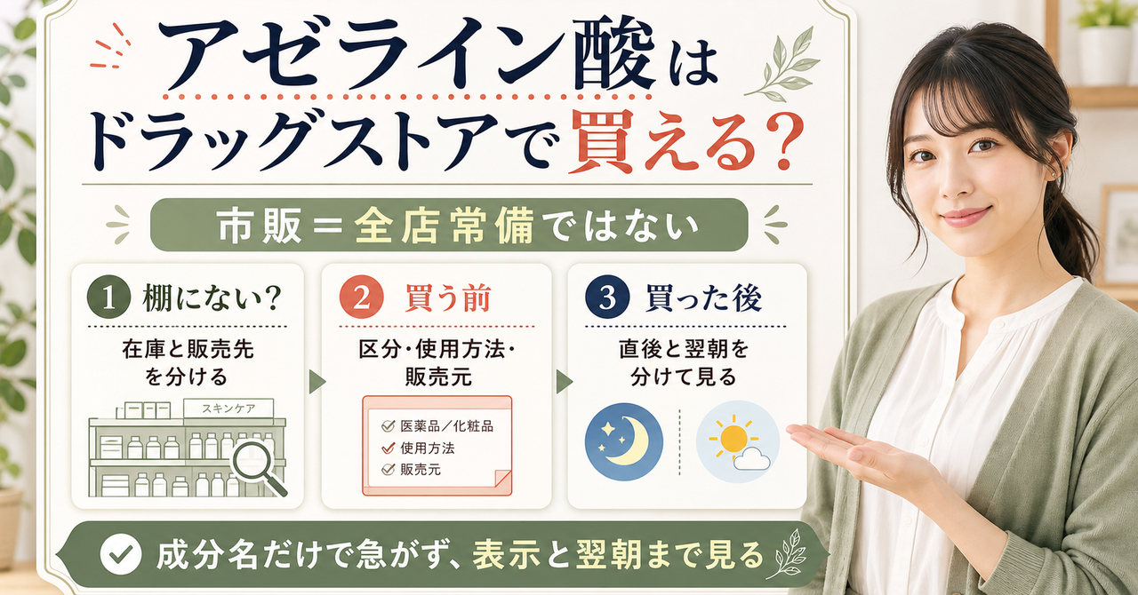 アゼライン酸市販品を店舗在庫・商品区分・翌朝反応で探す美容ボード