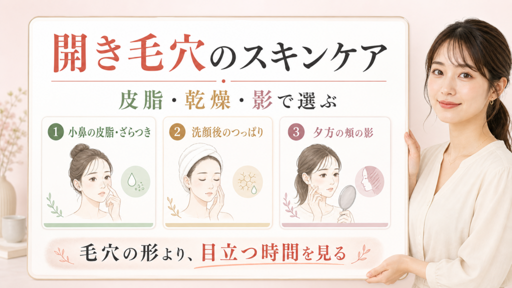 開き毛穴のスキンケアはどう選ぶ？乾燥・皮脂・影で見直す順番の検索クエリ起点ビューティーボード